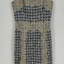 Etcetera Y2K  Tweed Lace Strap Fit And Flare Dress Blue Houndstooth Women's 8 Photo 0