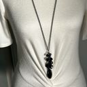 Onyx Women’s Black  and Gunmetal Colored Faceted Bead Centerpiece 32” Necklace Photo 3