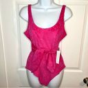 Modcloth  I Want Velour Velour Velour Bodysuit Floral Texture Fuchsia Hot Pink M Photo 4