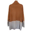 BCBGMAXAZRIA  Turtleneck Tunic Sweater Colorblock Sz Medium Camel Grey Photo 2