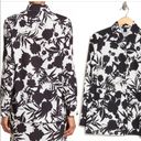 St. John  Satin Crepe Black and White Floral Shirt | Small |NWT Photo 6