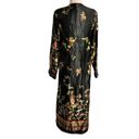 Honey Punch  Asian Print Robe Duster S Black Floral Long Sleeves Belt Loops Photo 3