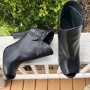 Stuart Weitzman  Peep Toe Black Leather Heeled Booties Size 7.5 Photo 0