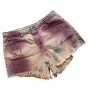 easel Fringe Hem Tie Dyed Cotton Jean Shorts, Sz L Photo 0