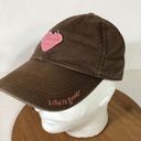 Life is Good  Women’s Pink Heart Appliqué Brown Cotton Baseball Cap One Size Photo 0