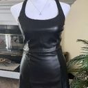 Aeropostale MWTS🍒 BLACK LEATHER MINI DRESS ADJUSTABLE STRAPS FRONT SLIT Photo 4