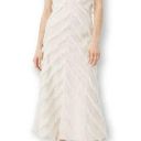 Rebecca Taylor Bias Fringe cream v-neck crisscross straps maxi dress Cream Photo 0