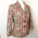 Talbots  Floral Pink Green Jacket Blazer Watercolor Rose 3/4 Sleeves Size 10 Photo 3
