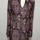 Xhilaration  Black Multi Velvet Paisley Trunpet Sleeve Mini Dress Size Medium Photo 7