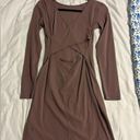 Lululemon  Contour Dress Nulu Dusty Pink Antique Bark Long Sleeve Cutout Back 4 Photo 0