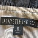 Lafayette 148  Full-Zip Belted Cotton Linen Blend Ruffle Denim Jacket Size 12 Photo 3