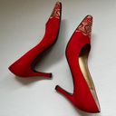 St. John Vintage  Red Heels with Gold Colored and Jewel Accents Size 6 Photo 1