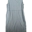 J.Jill  Love Linen Maxi Dress Sz L Blue Striped Beachy Casual Pockets Classic Photo 0