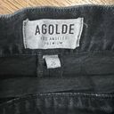 AGOLDE  Revolve Pamela Black Mini Skirt Dual Silver Zipper Front Dark Denim Sz 26 Photo 1