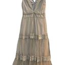 CHOKLATE Paris Dotted Tulle Maxi Dress Cream/Black Ruffle Sleeve Tier Size Small Photo 2