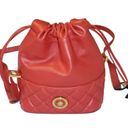 Versace  Crossbody Bucket Mini Purse Red Lambskin Leather Medusa Head Medallion Photo 4