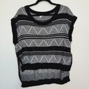 BCBGMAXAZRIA BCBGeneration Womens Size X-Small/Small Black & White Open Knit Blouse Boho Boxy Photo 6