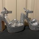 Bamboo Platform Silver Sparkly Heels Photo 0