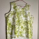 cj banks  Green White Sleeveless Top Tank Shirt Woman Plus 3x Island Leaf Photo 0