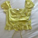 Abound  Gauzy Cinch Front Top in Green Yellow Moxie Floral Photo 1