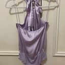 indie collection Purple halter silk cutout bodysuit Photo 2