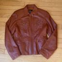 BCBGMAXAZRIA  Fitted Brown Leather Boho Jacket Photo 0