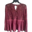 American Eagle  Outfitters Floral Mesh Flare Peplum Burgundy Top Women. M… Photo 7