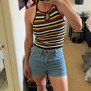 Forever 21 rainbow stripe cropped retro knit sweater tank top NWT NEW Photo 2