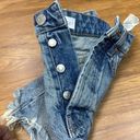 ZARA High Waisted Medium Wash Raw Hem Denim Shorts Button fly Shorts Sz 0 Photo 2