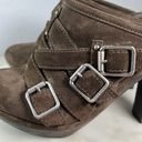 Juicy Couture  Y2K Taupe Suede Leather Heeled Mule Bootie Chunky Buckles Size 8.5 Photo 10