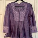 Coldwater Creek  purple lace trim blouse size large Photo 1