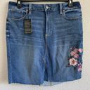 Seven7  Jean Skirt Embroidered Flowers Size 14 NWT Photo 0