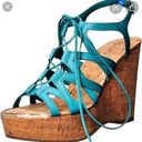 ALDO  Women's Turquoise Mcconkie Strappy Caged Wedge High Heel Shoes 7.5 Photo 1