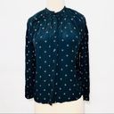 Something Navy  Easy Volume black geometric dot button up ruffle sleeve top Photo 1