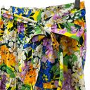 Ann Taylor  Floral Print Skirt Yellow Multi Size 0P Petite Floral A-line Belt Tie Photo 4