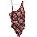 Garnet Hill  Signature One-Shoulder Swimsuit Floral One Piece Stretch Fitted 14 Photo 1