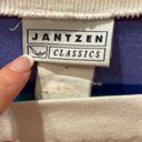 Jantzen Retro 80s Varsity Striped Top Vneck Blue Green White S Relax Fit Photo 4