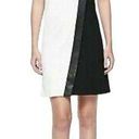 St. John  Black Milano Knit Colorblock Dress Leather Caviar / Cream Short Sleeves Photo 0