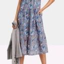 Knox Rose  Blue Floral Spaghetti Strap Tier Ruffle A-Line Dress Small Boho Photo 0