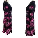 Alfani  long bell sleeve berry shimmer wine floral swing dress size 16P NWT Photo 3