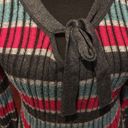 DKNY  Striped Sweater with Tie in Front, Gray, Pink Photo 2