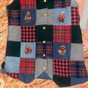 VINTAGE Vermont Teddy Bear TEDDY BEAR VEST Tartan Patchwork Plaid Medium Red Photo 2