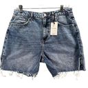 Forever 21  Jean Shorts Womens 30 Blue 90s High Rise Raw Hem Denim Cutoff Loose Photo 0