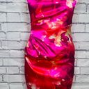 David Meister  Women's Fuchsia Watercolor One-Shoulder Draped Dress Size 6 Photo 3