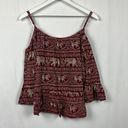 Forever 21  Womens BabyDoll Top S Dark Red Open Shoulder Bell Sleeves Peplum Hem Photo 6