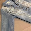 Harper  Women Denim Lace Distressed Jean Jacket Size Medium Photo 5