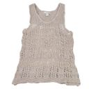 Saint Tropez West  Boho Linen Cotton Open Knit Crochet Tank Top Beige Size Small Photo 0