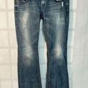 Guess  Blue Whiskered Faded Cotton Blended Foxy Flare Jeans Size 30 Photo 0