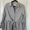 Calvin Klein  tie front gray striped shirt dress size 8 career office Photo 2