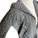 CAbi Womens  Cable Knit 610 Hooded Charcoal Alpaca Open Cardigan Sweater - Sz S Photo 2